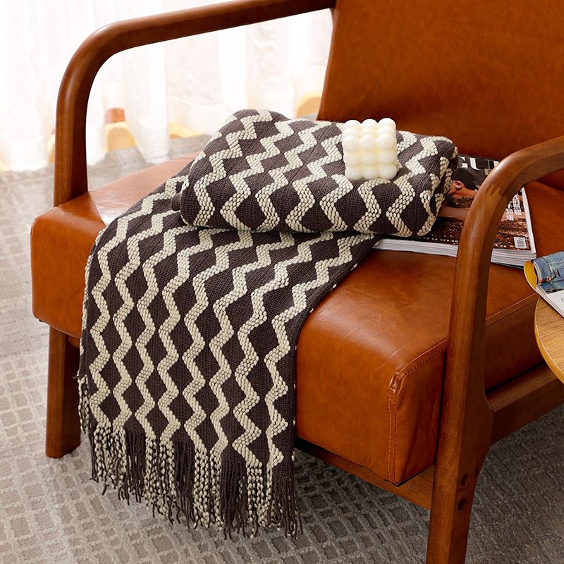 Throw Blanket Chunky Knit - Koce dziergane szare o wymiarach 50x60