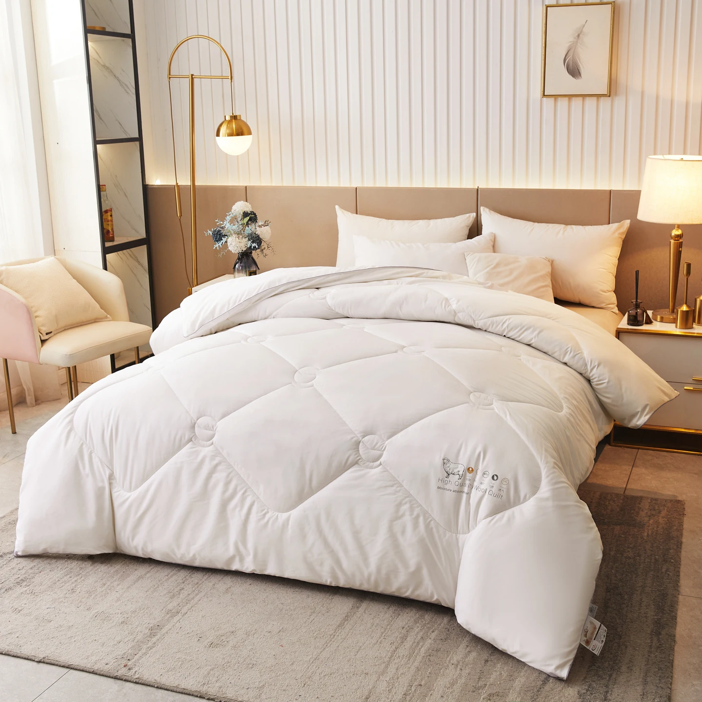 Duvet Insert White - Luksusowa, w 100% wełniana, gruba, ciepła,