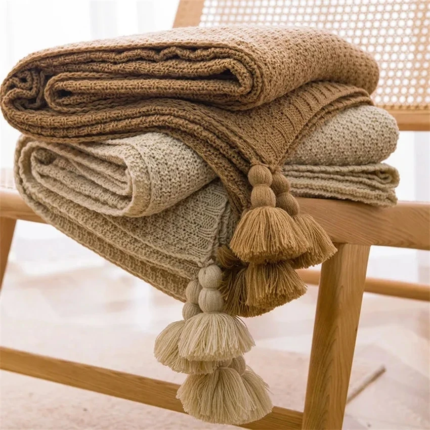 Throw Blanket Chunky Knit - Nordyckie koce na łóżko, sofę, kanapę,