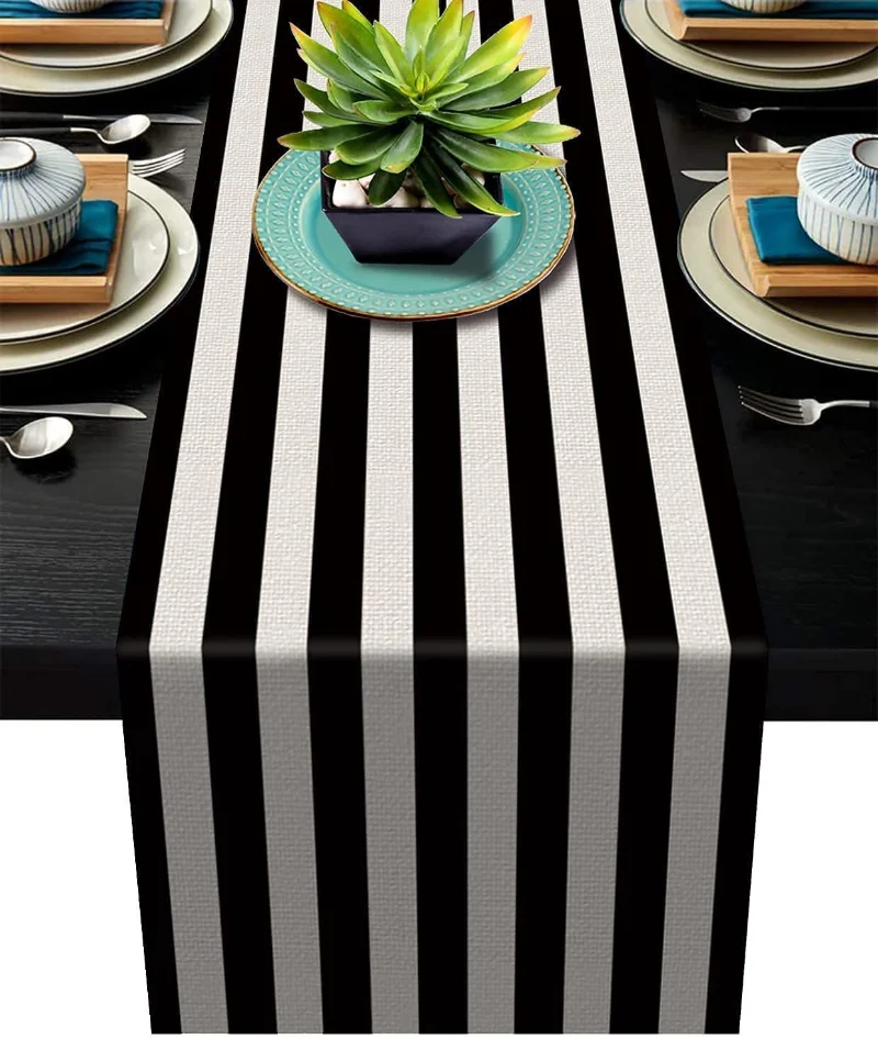 Home Textiles Plaid - Nowy geometryczny lniany bieżnik w paski