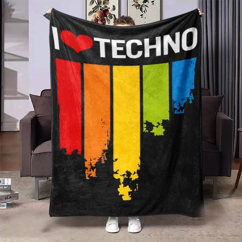 Throw Blanket Chunky Knit - Koc Techno z motywem serca, idealny