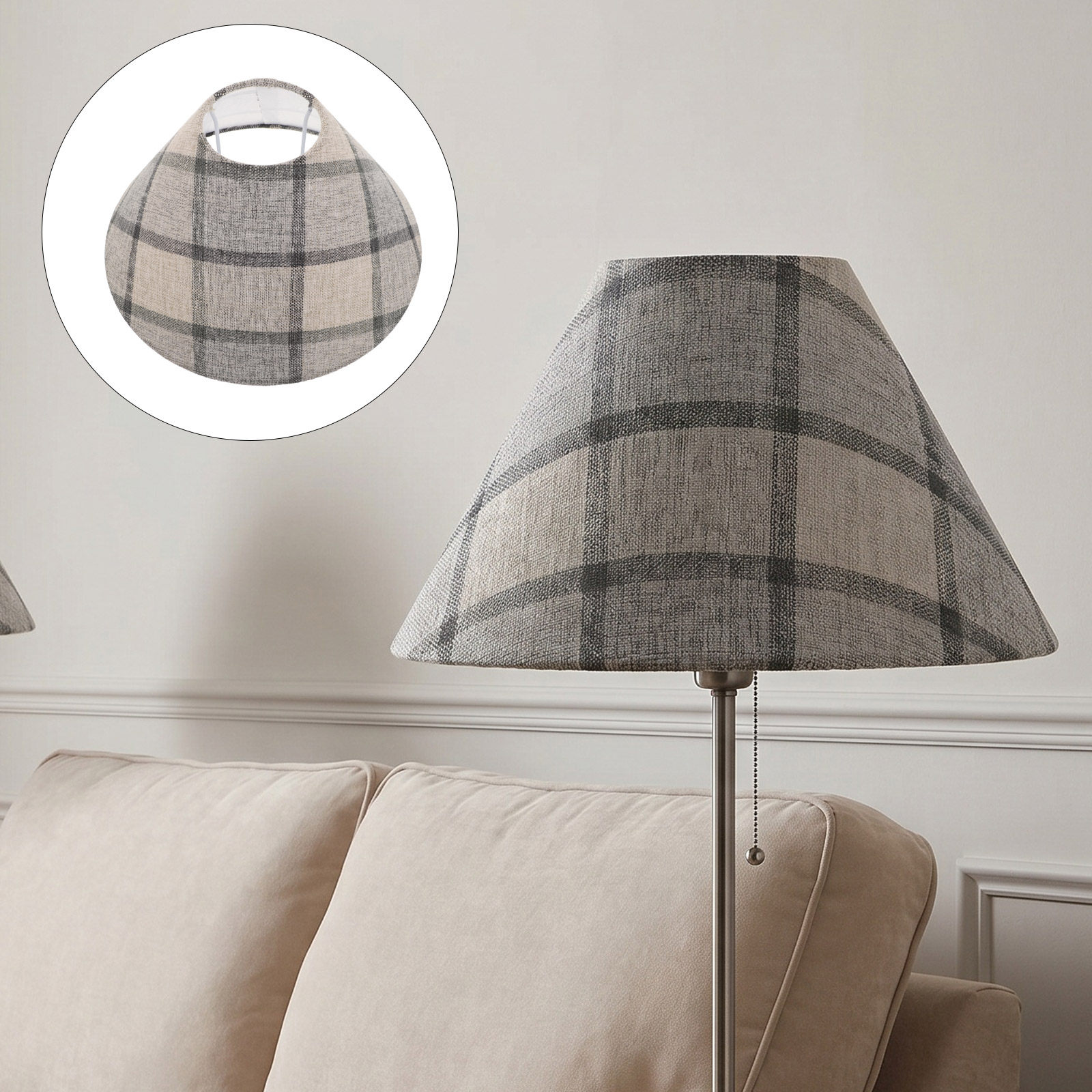 Home Textiles Plaid - Abażur materiałowy w stylu vintage w