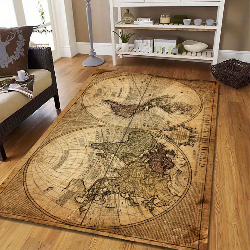 Home Textiles Rug - Dywanik podłogowy antypoślizgowy z motywem mapy