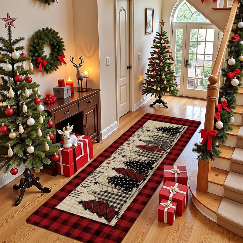 Home Textiles Plaid - Długi dywanik w kratę z motywem