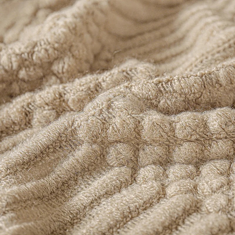 Koc dziergany w kolorze khaki  – Throw Blanket Chunky Knit recenzja i cena