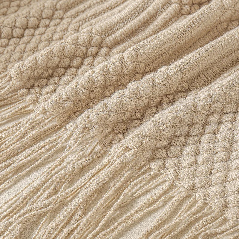 Koc dziergany w kolorze khaki  – Throw Blanket Chunky Knit recenzja i cena