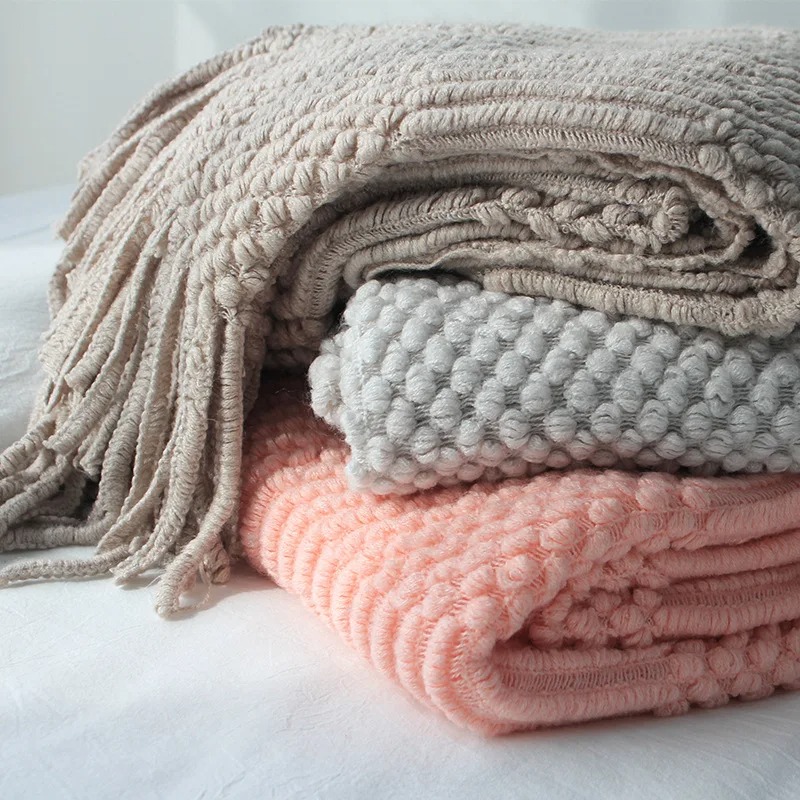 Koc dziergany w kolorze khaki  – Throw Blanket Chunky Knit recenzja i cena