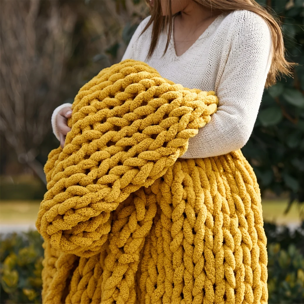 Ręcznie robiony gruby koc z dz – Throw Blanket Chunky Knit recenzja i cena