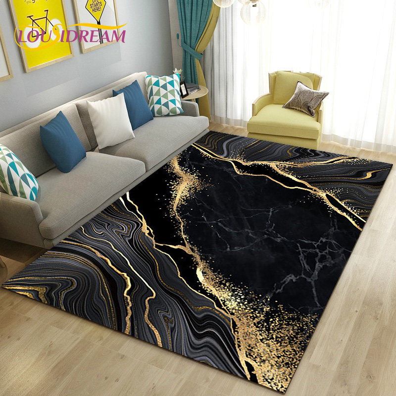 Nordycka czerń złoty niebieski – Home Textiles Rug recenzja i cena