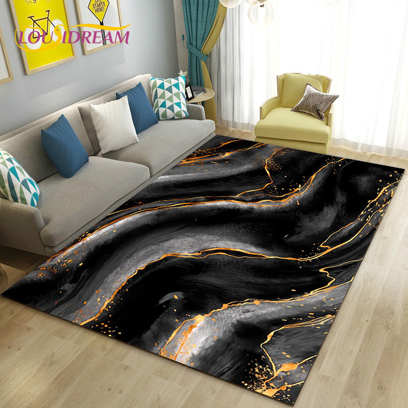 Nordycka czerń złoty niebieski – Home Textiles Rug recenzja i cena