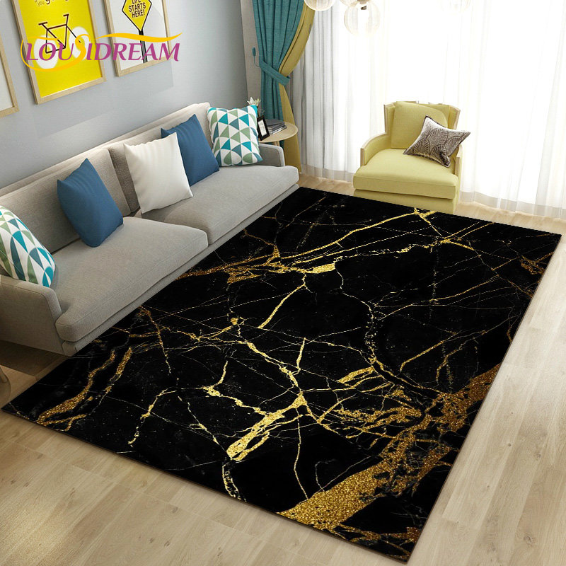 Nordycka czerń złoty niebieski – Home Textiles Rug recenzja i cena