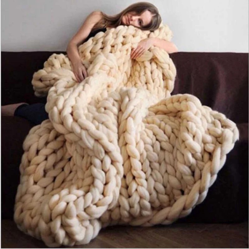 Modny gruby wełniany koc Gruba – Throw Blanket Chunky Knit recenzja i cena