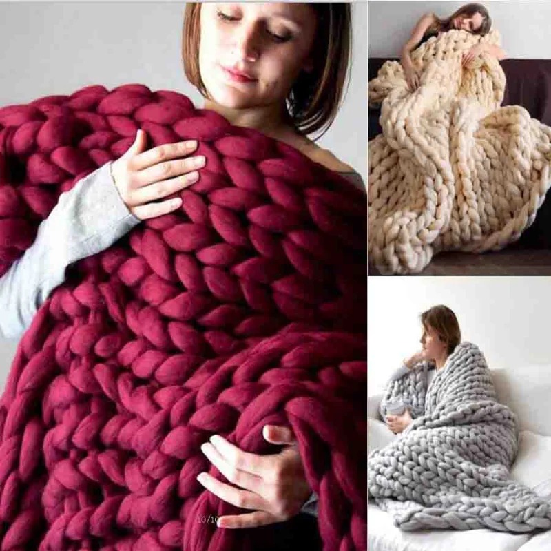 Modny gruby wełniany koc Gruba – Throw Blanket Chunky Knit recenzja i cena
