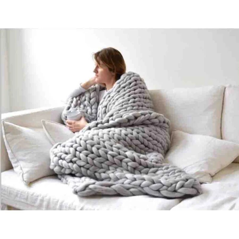 Modny gruby wełniany koc Gruba – Throw Blanket Chunky Knit recenzja i cena