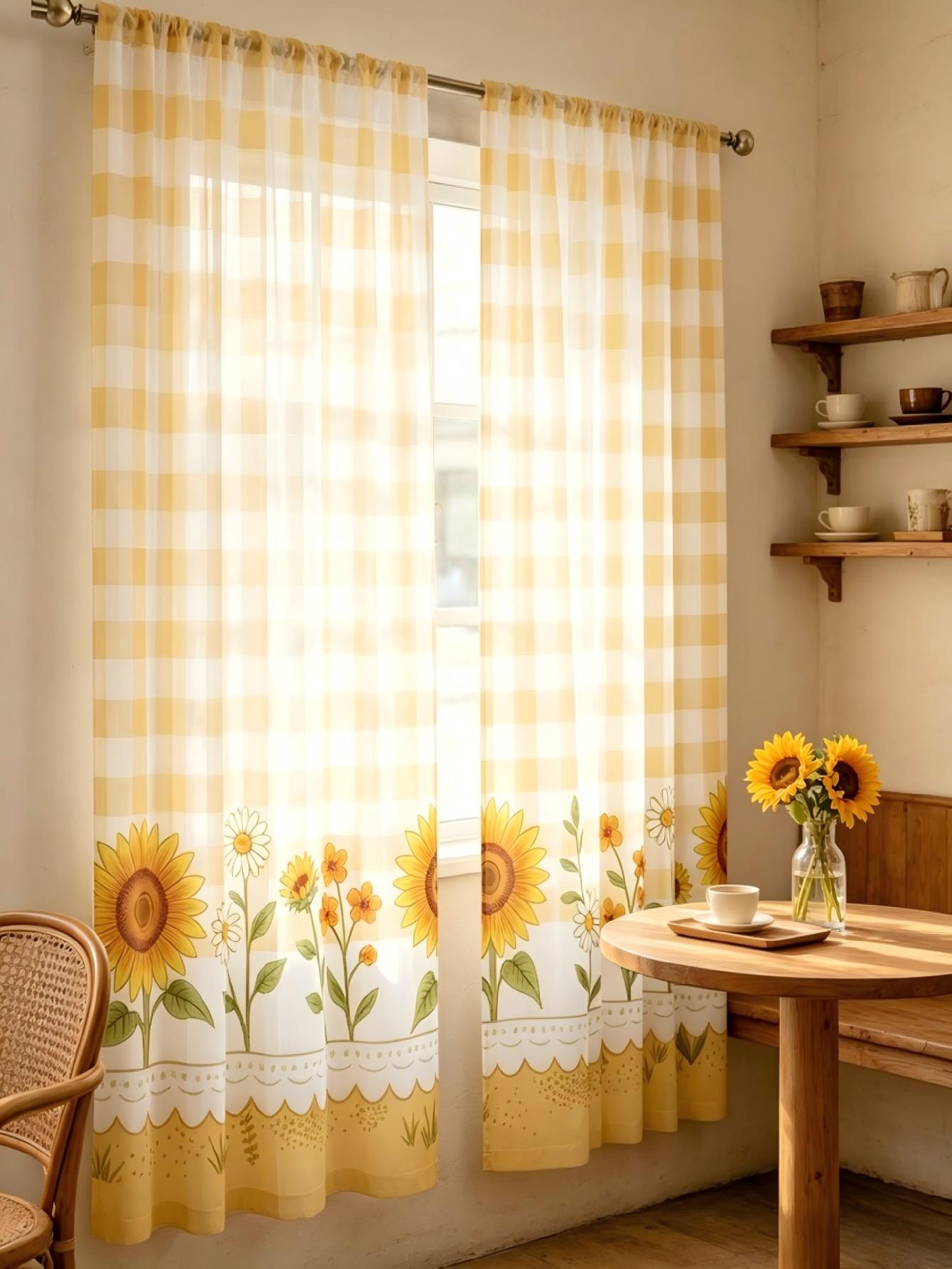 2 szt. Przezroczyste zasłony z – Home Textiles Plaid recenzja i cena