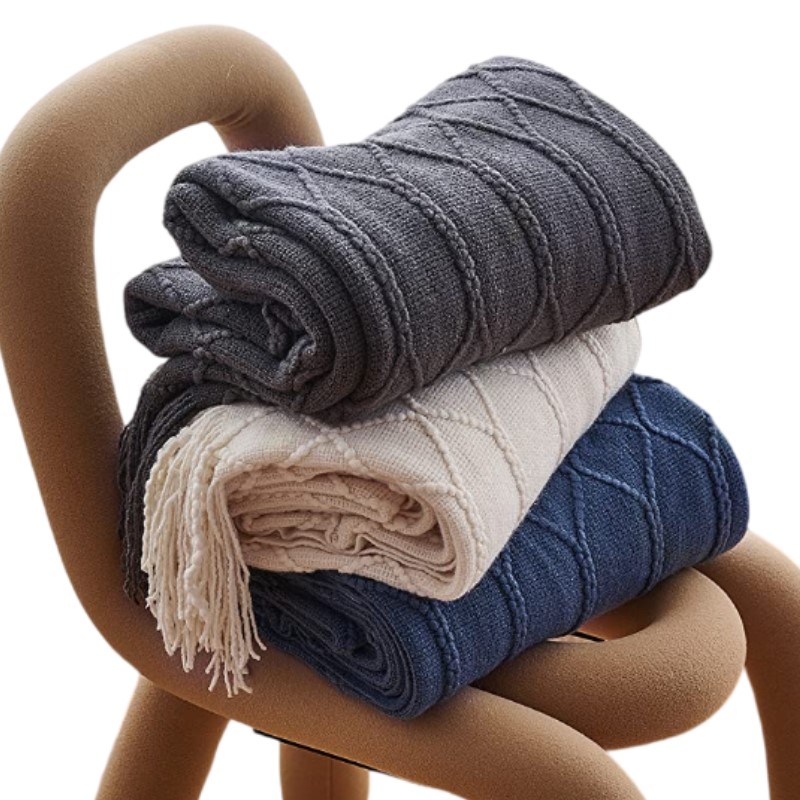 Koc dziergany w stylu vintage  – Throw Blanket Chunky Knit recenzja i cena