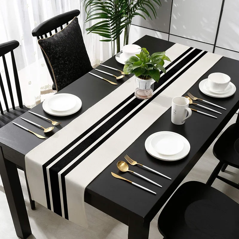 Nowy geometryczny lniany bieżn – Home Textiles Plaid recenzja i cena