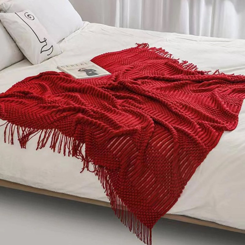 Czerwony, masywny, dziergany n – Throw Blanket Chunky Knit recenzja i cena