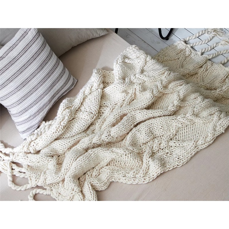 Gruby Koc Ręcznie Robiony z Fr – Throw Blanket Chunky Knit recenzja i cena